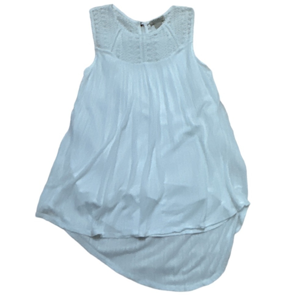 Lucky Brand Crochet Yoke Gauzy Sleeveless top Asymmetric Rear Hem
